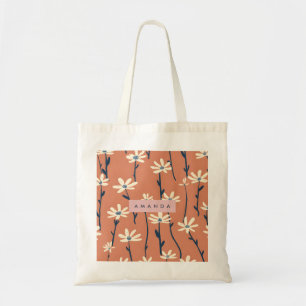 Personalised Playful Retro Daisy Flower Tote Bag