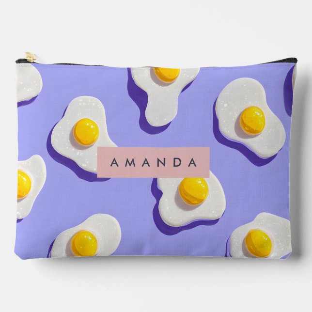 Personalised Playful Sunny Side Up Eggs Accessory Pouch (Front)