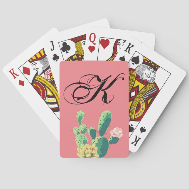 Personalised Playing Cards Bohemian Cactus Succule (Back)