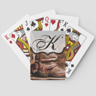 Personalised Playing Cards Cowboy Boots Barn Wood