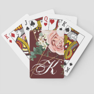 Personalised Playing Cards Geometric Garden Wine