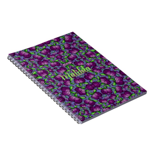 personalised PLUM spiral notebook fruit funky (Right Side)