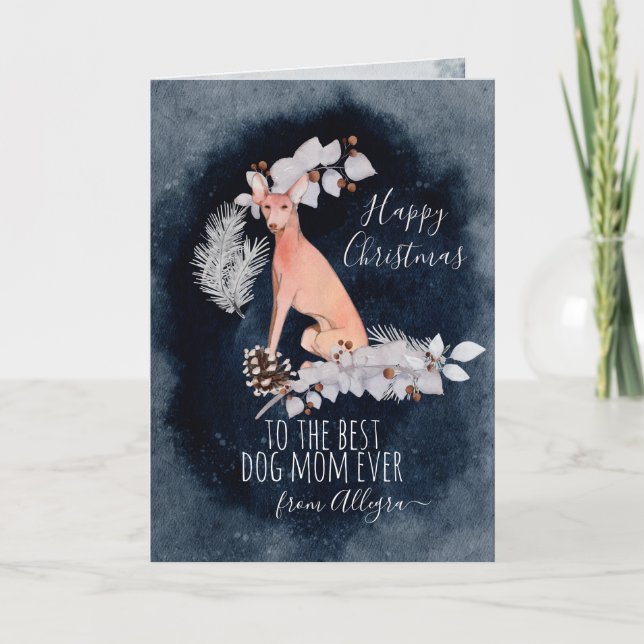 Personalised Podenco Mum Christmas  Holiday Card (Front)