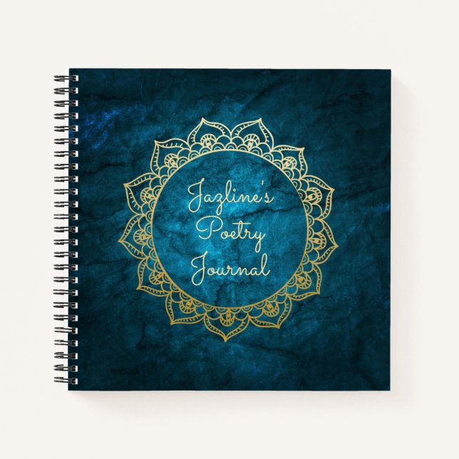 Personalised Poetry Journal Gold Mandala (Front)