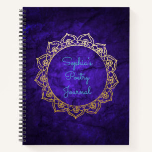Personalised Poetry Journal Gold Mandala