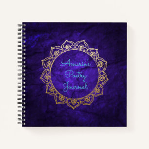Personalised Poetry Journal Gold Mandala