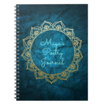 Personalised Poetry Journal with Gold Mandala