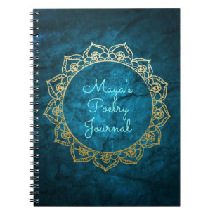 Personalised Poetry Journal with Gold Mandala