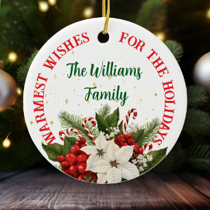 Personalised Poinsettia Ceramic Christmas Ornament