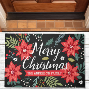 Personalised Poinsettia Christmas Doormat