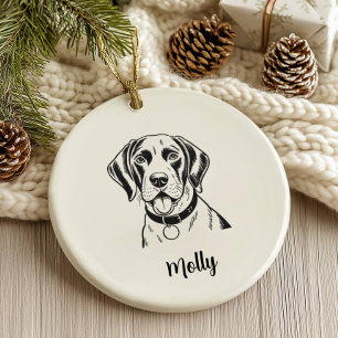 Personalised Pointer Dog Christmas Ceramic Ornament