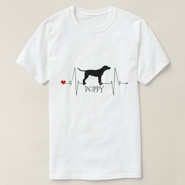 Personalised Pointer Love My Dog Heart Beat T-Shirt (Design Front)