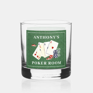 Personalised Poker Cards Casino Whiskey Glass