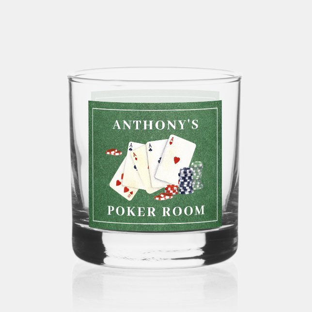 Personalised Poker Cards Casino Whiskey Glass (Back)