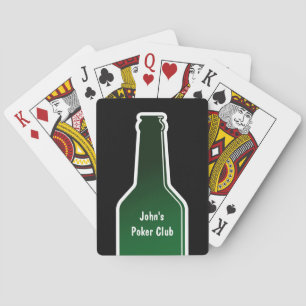 Personalised poker playing cards with beer bottle
