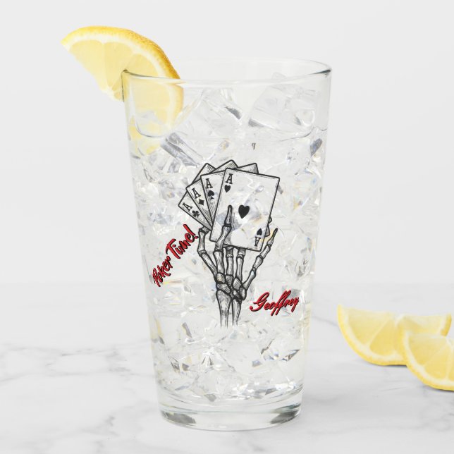 Personalised Poker Tumbler Skeleton Hand (Front Ice)