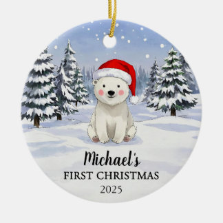 Personalised Polar Bear Baby Christmas Ornament