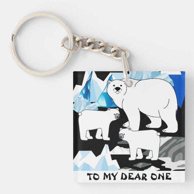 Personalised Polar Bear Mum Key Ring (Front)