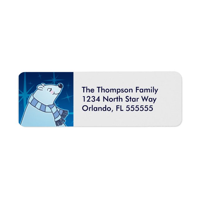 Personalised Polar Bear  Return Address Labels (Front)