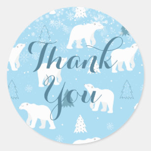 Personalised  Polar Bear Snowflakes Classic Round Sticker