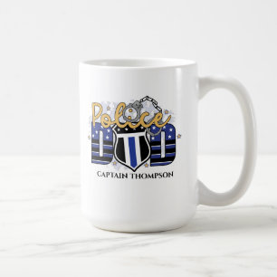 Personalised Police Badge Flag Blue Line Coffee Mug