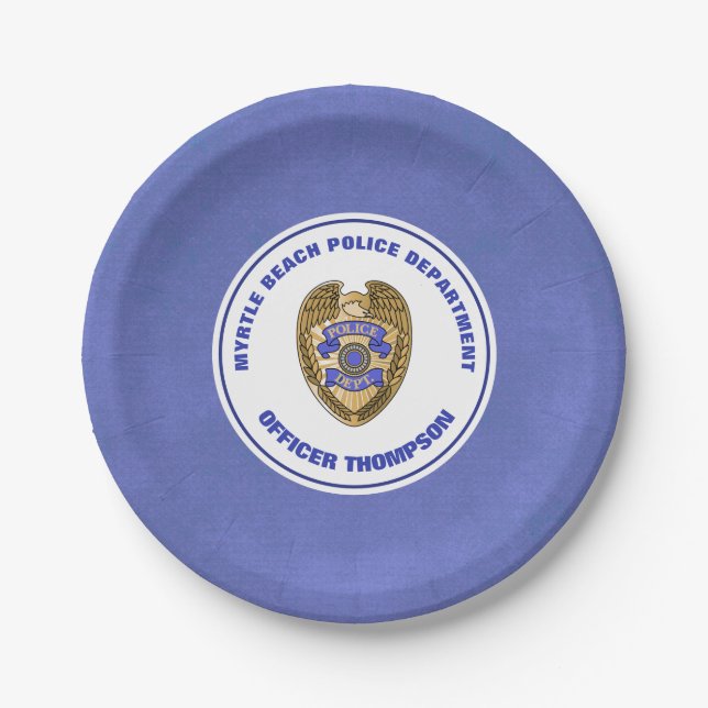 Personalised Police Department Badge Retirement Paper Plate (Front)
