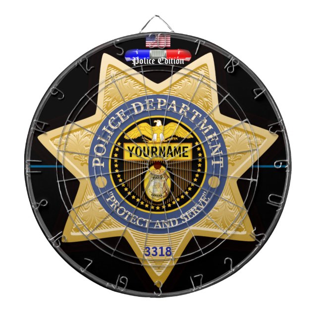 Personalised Police Edition Dart Board (Front)