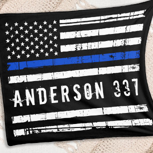 Personalised Police Flag Thin Blue Line  Fleece Blanket