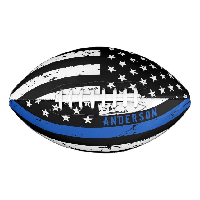 Personalised Police Flag Thin Blue Line Football (Front)