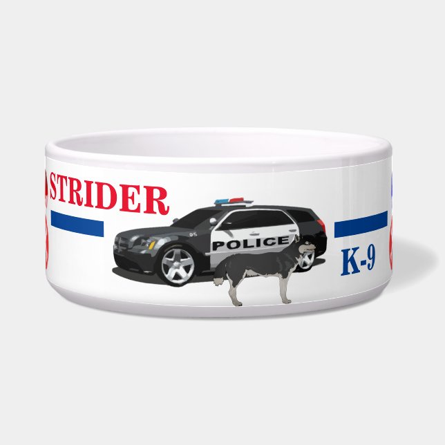Personalised Police Name K-9 Dog Bowl (Front)