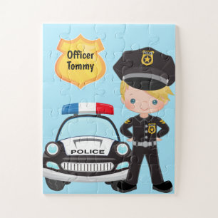 Personalised Police Officer and Patrol Car Kids Ji Jigsaw Puzzle