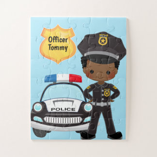 Personalised Police Officer and Patrol Car Kids Ji Jigsaw Puzzle