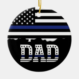 Personalised Police Officer Dad Cop Thin Blue Line Ceramic Ornament