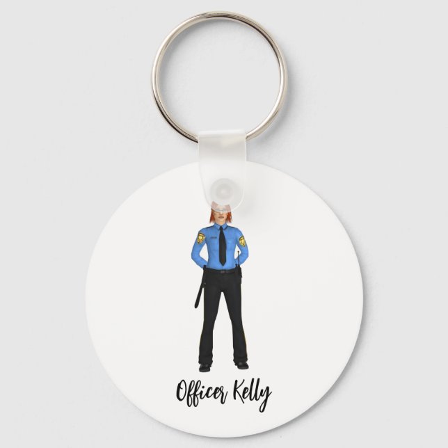 Personalised Police Officer Photo and Name Key Ring (Front)