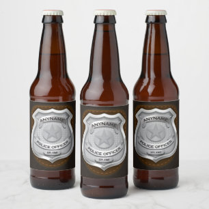 Personalised Police Officer Sheriff Cop NAME Badge Beer Bottle Label