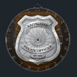 Personalised Police Officer Sheriff Cop NAME Badge Dartboard<br><div class="desc">Personalised NAME Police Officer Sheriff Cop Badge Design with textured background.  - Customise with your Name or Custom text! ♥ Highway Patrolman</div>