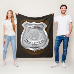 Personalised Police Officer Sheriff Cop NAME Badge Fleece Blanket
