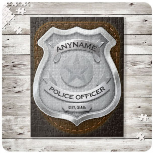 Personalised Police Officer Sheriff Cop NAME Badge Jigsaw Puzzle