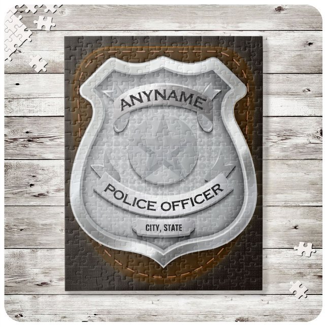 Personalised Police Officer Sheriff Cop NAME Badge Jigsaw Puzzle (Creator Uploaded)