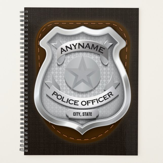 Personalised Police Officer Sheriff Cop NAME Badge Planner (Front)