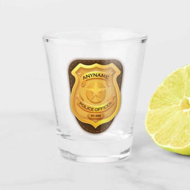 Personalised Police Officer Sheriff Cop NAME Badge Shot Glass (Front)