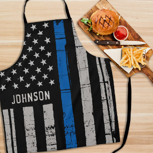 Personalised Police Officer Thin Blue Line Apron