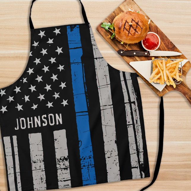Personalised Police Officer Thin Blue Line Apron (Creator Uploaded)