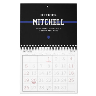 Personalised Police Officer Thin Blue Line Calendar