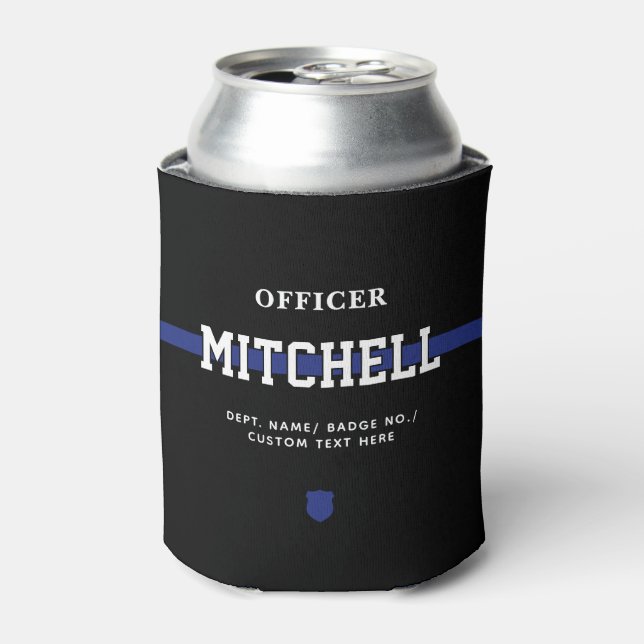 Personalised Police Officer Thin Blue Line Can Cooler (Can Front)