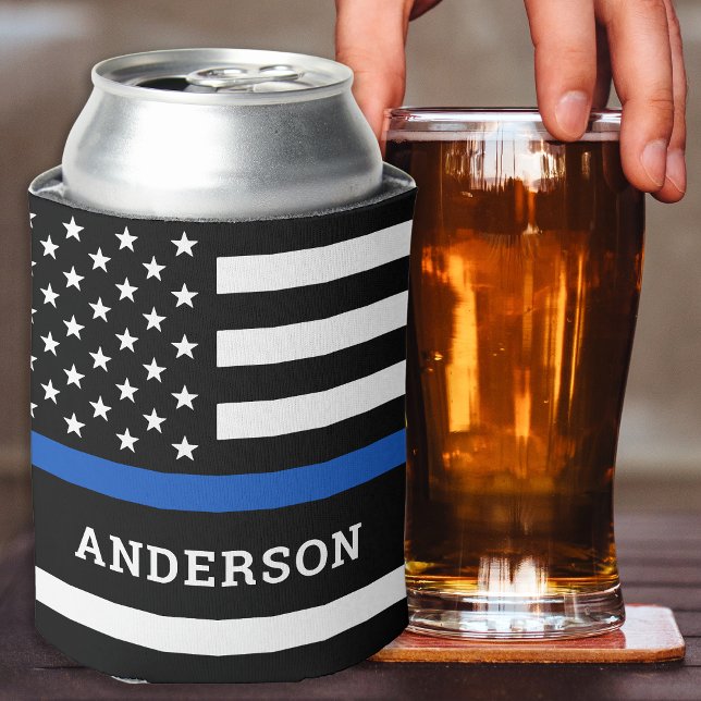 Personalised Police Officer Thin Blue Line Can Cooler (Creator Uploaded)