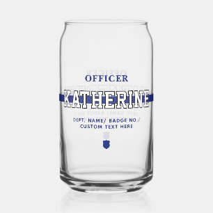 Personalised Police Officer Thin Blue Line Can Glass