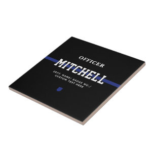 Personalised Police Officer Thin Blue Line Ceramic Tile