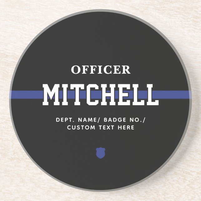 Personalised Police Officer Thin Blue Line Coaster (Front)