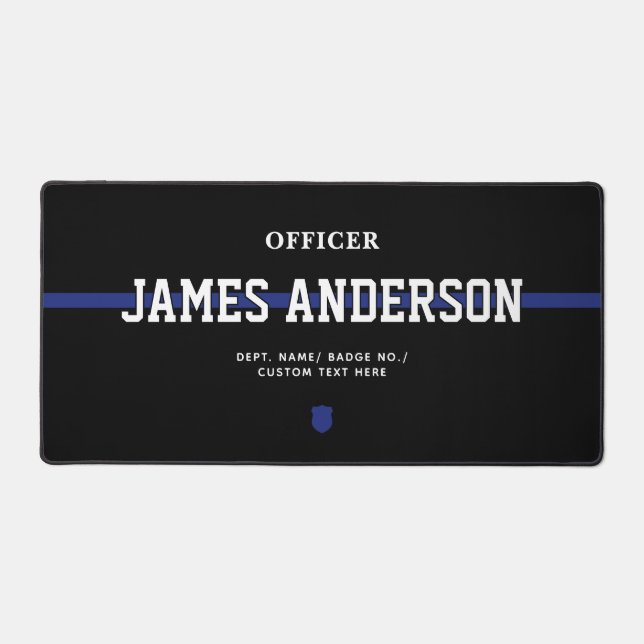 Personalised Police Officer Thin Blue Line Desk Mat (Front)